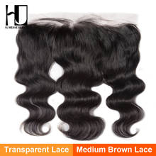 HJ Weave Beauty индийские волнистые прозрачные кружевные фронтальные закрывающие 100% человеческие волосы для ушей 13*4 кружевные фронтальные 2024 - купить недорого