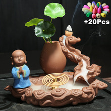 Gift 20Cones Creative Zen Monk Ceramic Incense Censer Backflow Incense Burner Incense Coil Holder 2024 - buy cheap