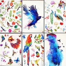 Tatuaje de pájaros azules para niños, tatuaje temporal de dibujos animados para brazo, hoja, impermeable, arte corporal, tatuajes falsos, pegatinas para pies de fiesta para niñas 2024 - compra barato