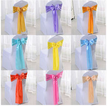 24 Colors Free Shipping wedding chair decoration ribbon bow satin chair cover chair sashes 25pcs/lot 2024 - buy cheap