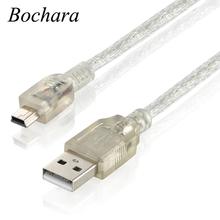 Bochara 20 см мини 5-контактный USB-кабель USB 2,0 Тип A папа-мини 5P кабель для передачи данных двойное экранирование (фольга + Плетеный) прозрачный белый 2024 - купить недорого
