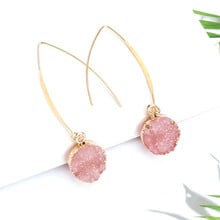 Pendientes colgantes de resina para mujer, aretes redondos de estilo bohemio, Color dorado, Irregular, geométrico, elegante, rosa, E491, 1 par 2024 - compra barato