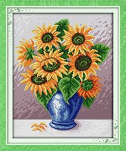Sunflower&vase Flower Set Cotton Canvas Cross Stitch Kits Accurate Printed Embroidery DIY Handmade Needle Work Home Decor 2024 - buy cheap