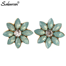 Sehuoran Luxury Stud Earrings Opal Stone Women Fashion Retro Crystal Trendy Wedding Jewelry For Women Mili-Colors 2017 New Style 2024 - buy cheap