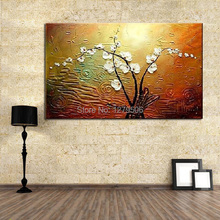 100%Handpainted Modern Knife Pictures On Canvas Pure White Flower Blossom Oil Painting For Room Decor Wall Painting Hang Craft 2024 - buy cheap