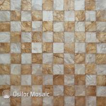 Golden and white color natural 100% capiz shell mother of pearl mosaic tile for living room or ceiling 2024 - buy cheap
