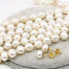 Accessories White Natural Freshwater Pearl Beads 3ROWS Necklace Earrings Sets DIY Jewelry Making Design Women Girls Gifts 7-8mm 2024 - buy cheap