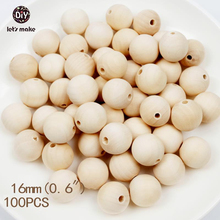 Let's Make 16mm Round Unfinished Wooden Beads 100 Pieces Baby Teether Wooden Teething Wooden Toys 2024 - buy cheap