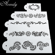 Aomily 5pcs/Set Fish Tail Pattern DIY Cake Stencils Airbrush Painting Art Molds Fondant Decorating Tools Coffee Espresso Stencil 2024 - buy cheap