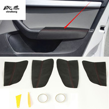 4pcs/lot for 4doors Microfiber Leather car door armrest position decoration cover for 2015-2017 SKODA Octavia A7 2024 - buy cheap