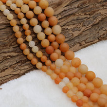 4-12mm Natural Round Matte Frost Orange White Aventurine Beads For Jewelry Making Beads 15'' Needlework DIY Beads Trinket 2024 - buy cheap