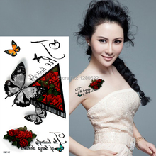 1 лист 3D Роза красочная бабочка временная татуировка боди-арт тату временные тату интимные изделия 2024 - купить недорого