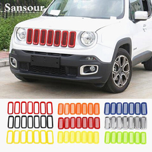 Sansour ABS Honeycomb Insert Trim Front Mesh Grille Cover Front Grille Trim Ring Insert Cover for Jeep Renegade 2015 up 2024 - buy cheap