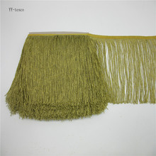 YY-tesco 10Meter 20CM Long Lace Fringe Tassel Trim Gold Fringe Trimming Polyester Sew Latin Dress Stage Garment DIY Accessories 2024 - buy cheap