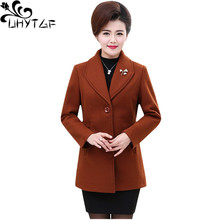 UHYTGF XL-5XL Plus Size Jacket Womens New Fashion Autumn Winter Wool Coats Lapel Slim Elegant Female Short Woolen Outerwear 1156 2024 - buy cheap