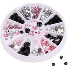 Gemas con purpurina para decoración de uñas, diamantes de imitación, 1 rueda, 3 colores 2024 - compra barato