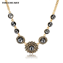 Toucheart colar e pingente feminino, colar com miçangas e flores de cristal, joia estilosa para mulheres 150822 2024 - compre barato
