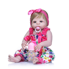 55cm 22" inch babies reborn doll cute full Silicone lifelike baby doll for baby girl birthday gift NPK DOLL 2024 - buy cheap