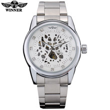 WINNER men fashion casual mechanical watches steel band silver case watches hot brand skeleton wristwatches relogio masculino 2024 - buy cheap