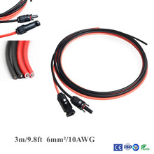 Xinpuguang 1 пара 3 m/9.8ft 6mm2/10AWG черный + красный Панели солнечные провод удлинительного кабеля с MC4 женский и мужской разъем кл 2024 - купить недорого