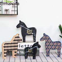 ERMAKOVA Wooden Horse Figurine Cute Child Toy Gift Horse Crafts Dala Horse Statue Home Desktop Office Decoration 2024 - buy cheap