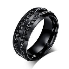 Женские кольца с кристаллами LETAPI 2020, свадебные ювелирные изделия из нержавеющей стали с двумя рядами 2024 - купить недорого