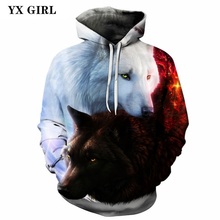 Unisex 3d Print ice/Fire Wolves Black White Wolf Hoodies Men/Women Casual Hoodie Autumn Tracksuit Pullover Hooded Sweatshirt 2024 - buy cheap