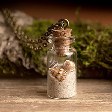 Стеклянная банка 22 х11 мм, 3 шт., Пляжное ожерелье с песком ожерелье желаний, ожерелье из морской раковины, маленькое ожерелье, подарок для нее 2024 - купить недорого