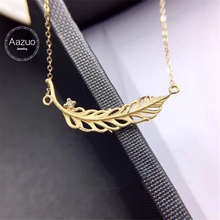 Aazuo Real 18K oro amarillo Diamante Real IJ SI originalidad pluma Micro pavimentado libre colgante collar regalado para el cumpleaños de las mujeres 2024 - compra barato