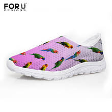 FORUDESIGNS 2018 Parrot Pattern Women Mesh Shoes Spring Summer Loafers New Women Breathable Casual Shoes Ladies Flats Shoes 2024 - buy cheap