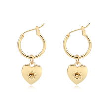 1Pair Simple Cute Mini Heart With Emboss Sun Hoop Earrings With Pendant Gold Metal Color Small Heart For Women Jewelry E749-3 2024 - buy cheap