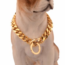 Collar de perro de 12/14/16/18MM de ancho, 316L, entrenamiento, Collar de perro de 12-36 pulgadas, Color plateado/dorado, correa de perro de colores grandes 2024 - compra barato