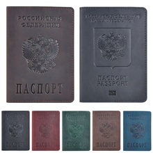 Funda de pasaporte de cuero genuino con insignia de identificación de Rusia portatarjetas de pasaporte para hombres rusos y mujeres 2024 - compra barato