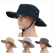 Открытый Рыбалка шляпа Для мужчин одноцветное ведро шляпа большой широкими полями военные Шапки Подбородочный ремень Рыбалка Кепки джунгли Охотничьи кепки Защита от солнца 2024 - купить недорого