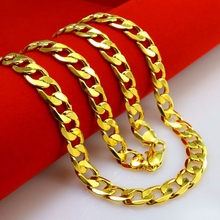 Кубинское ожерелье Желтое золото Заполненные крутые мужские цепочки ожерелье 8 мм, 10 мм, 12 мм 2024 - купить недорого
