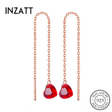 INZATT Real 925 Sterling Silver OL Dangle Drop Earrings For Pretty Women Romantic Party Long Chain Tassel Red Heart Fine Jewelry 2024 - buy cheap