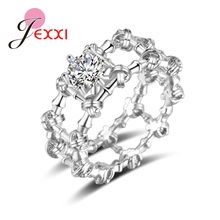 Hot New Arrive Vintage Statement Jewelry With White CZ Crystal 925 Sterling Silver Wedding Engagement Rings For Women 2024 - buy cheap