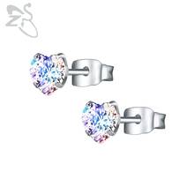 Heart Studs Piercing Cubic Zirconia Tragus Earrings 316 Stainless Steel Kids Woman Earrings Crystal Small Earing Women Oorringen 2024 - buy cheap