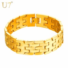 U7 Bracelet Stainless Steel Watch Strap Style Adjustable Wide Chain Wristband Charm Gold Color Men Gift Jewelry Bracelets H1050 2024 - buy cheap