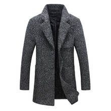 2018 men winter autumn jacket long men's coat slim suit collar long style woolen coat male jacket Casual Wool Peacoats Plus 5XL 2024 - buy cheap