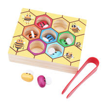 Educational Toys for Kids Clip Beehive Games Color Cognition Matching Wooden Toys Montessori Intelligence Development Toys 2024 - buy cheap