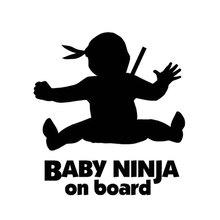 12,5 см * 13,5 см креативный предупреждающий Логотип Детский ниндзя на борту Забавные милые Мультяшные автомобильные наклейки 2024 - купить недорого