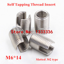 20pcs M6*1.0*14 (L) Self Tapping Thread Insert, 302 Slotted Type Stainless steel Screw Bushing M6 Wire Thread Repair Insert 2024 - buy cheap