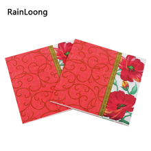 [Rainloong] guardanapo de papel vermelho floral, evento e festa, fornecimento de guardanapo, papel de decoração, 33cm * 33cm, 1 pacote (20 tamanhos) 2024 - compre barato