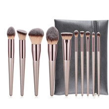 10pcs professional makeup brushes high quality kabuki foundation powder eyeshadow brush set with black bag beauty tool 2024 - buy cheap