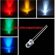 Led redondo ultra brilhante, vermelho/verde/azul/amarelo/branco, para iluminação de cada 500 peças = 3mm