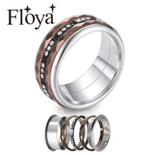 Floya Zircon Titanium Rings 8mm Width 3 Layers Stainless Steel Interchangeable Wedding Band Arctic Symphony Wedding Ring Femme 2024 - buy cheap