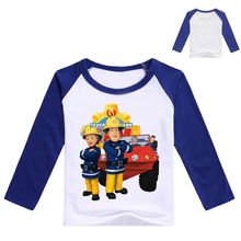 Хлопковые топы для девочек от 2 до 12 лет, футболка с героями мультфильмов «Пожарный Сэм» Детская одежда футболка для мальчиков детские футболки 2024 - купить недорого