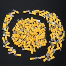 Terminais de conector, 6.3mm/24amp, lado fêmea em forma de pá, amarelo, 12-10awg, borracha semi-isolante, terminal de crimpagem 2024 - compre barato