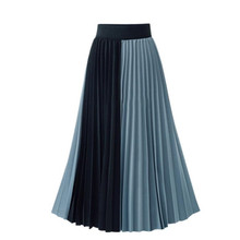 Europe style summer chiffon pleated skirt women elastic waist midi skirt 2024 - buy cheap